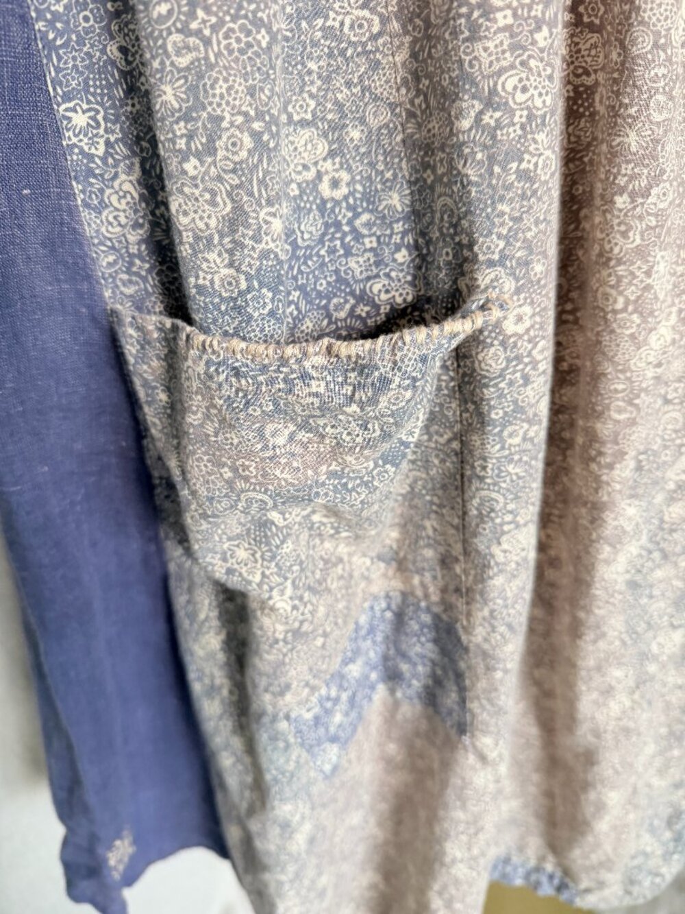 Magnolia Pearl Floral Linen Patchwork Button Front Tunic Jacket | Blue | OS - Picture 4 of 12